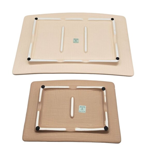 PartyLite Linen Candle Holder Plates Set of 2 Ceramic Textured Asian Style - Picture 3 of 4